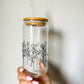 Custom Name Black Flowers Glass Cup