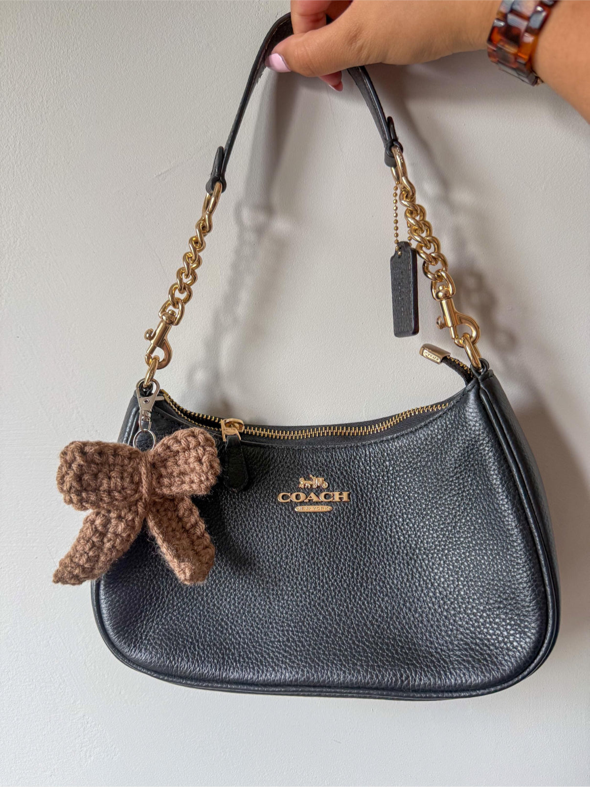 Crochet Bow Bag Charm Keychain