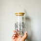 Custom Name Black Flowers Glass Cup