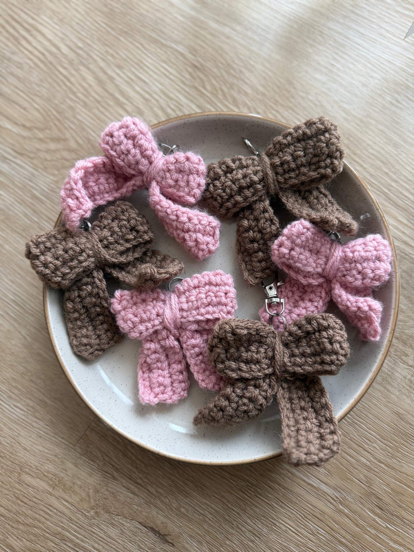 Crochet Bow Bag Charm Keychain