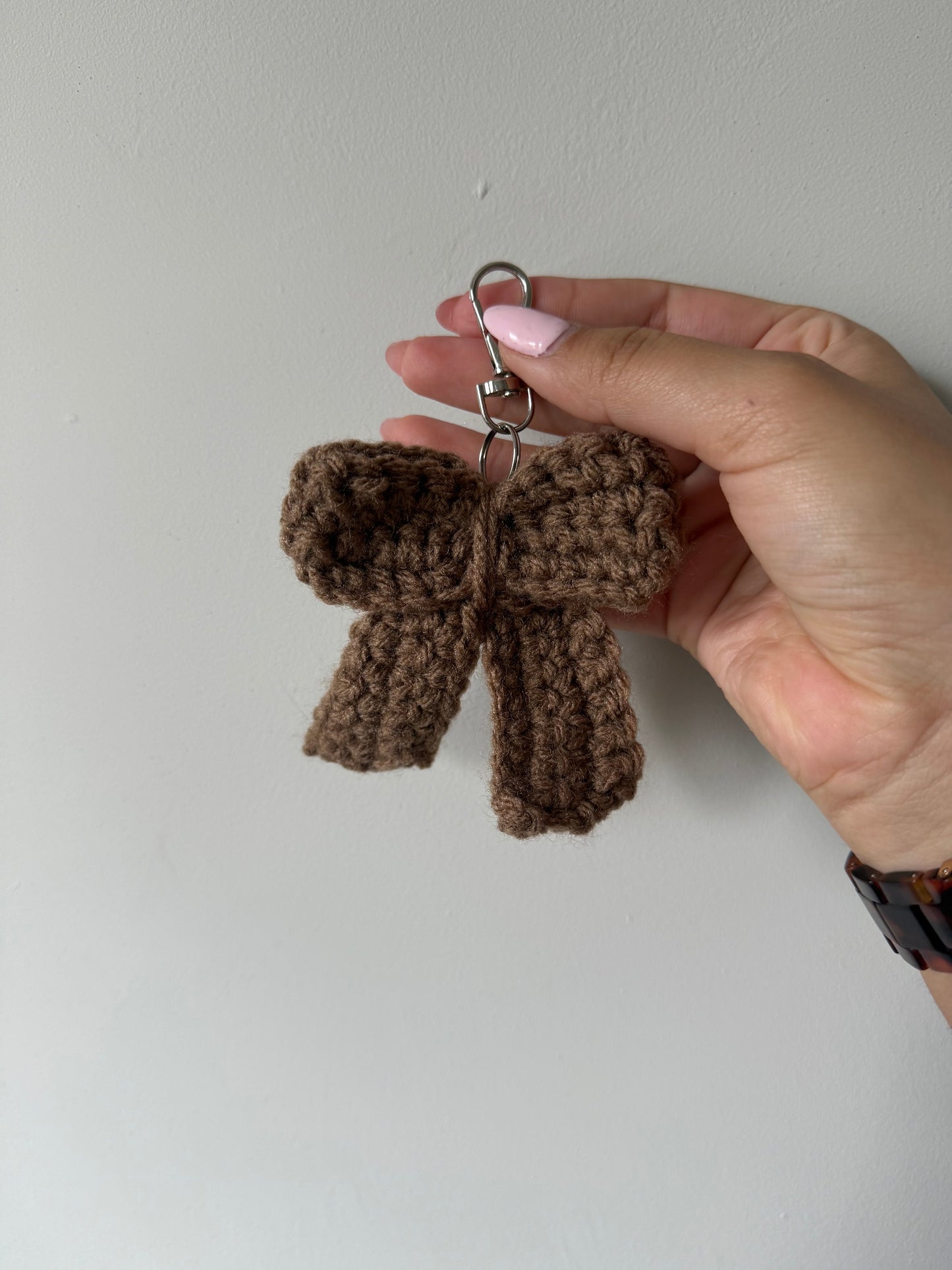 Crochet Bow Bag Charm Keychain