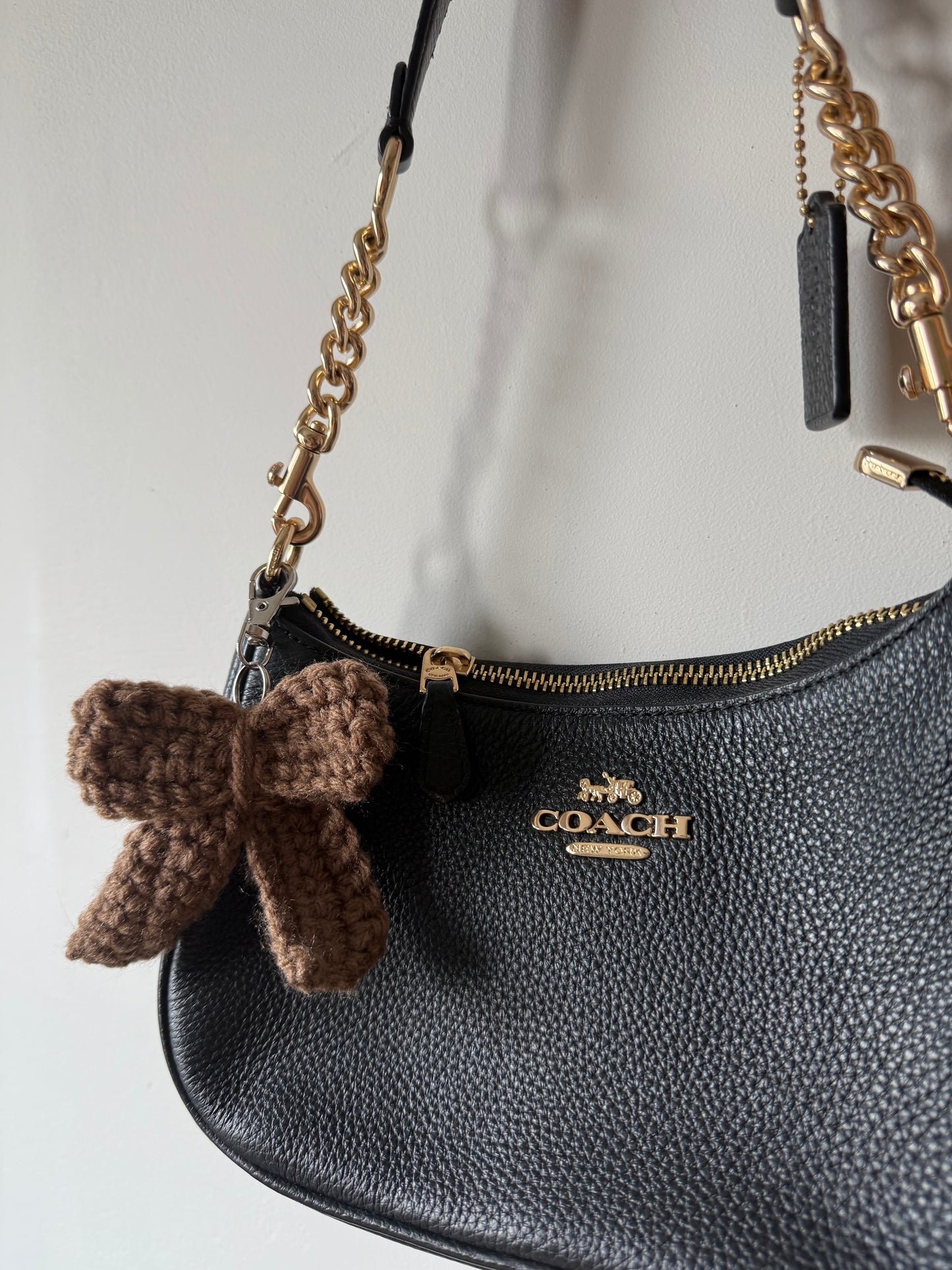 Crochet Bow Bag Charm Keychain