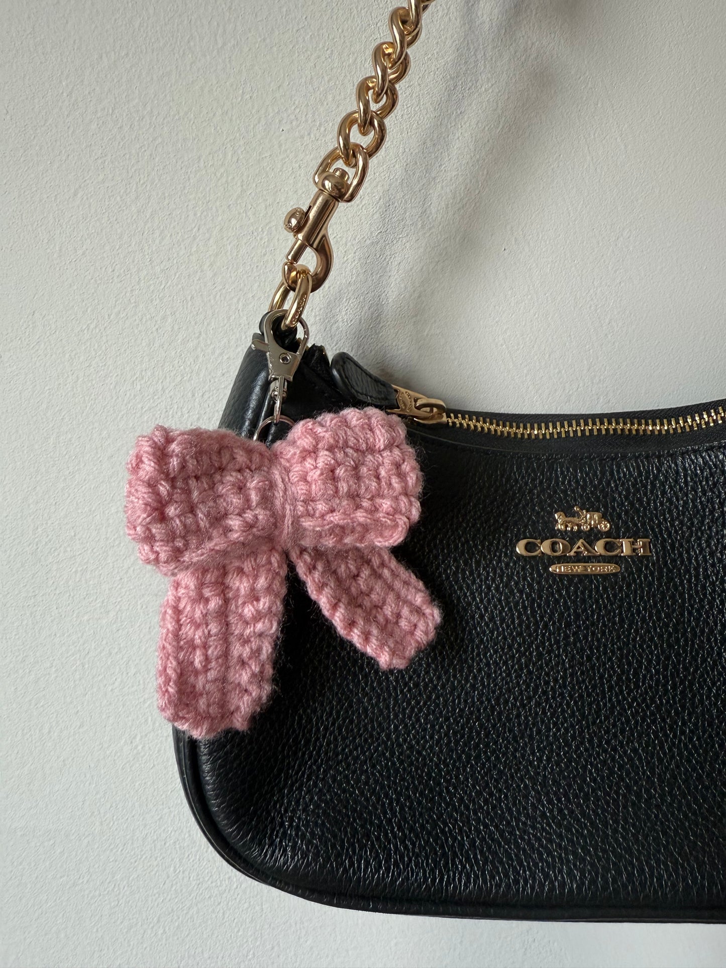 Crochet Bow Bag Charm Keychain
