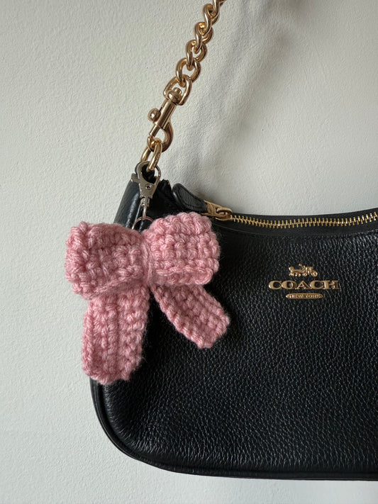 Crochet Bow Bag Charm Keychain