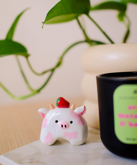 Strawberry Milk Cow Desk Friend