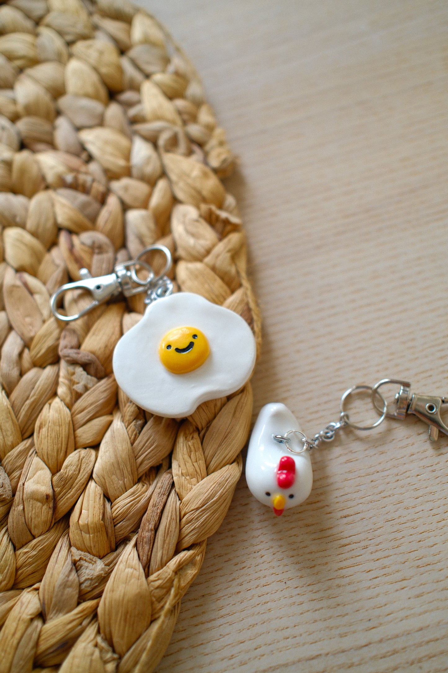Fried Egg and Chicken Keychain