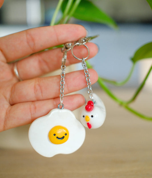 Fried Egg and Chicken Keychain