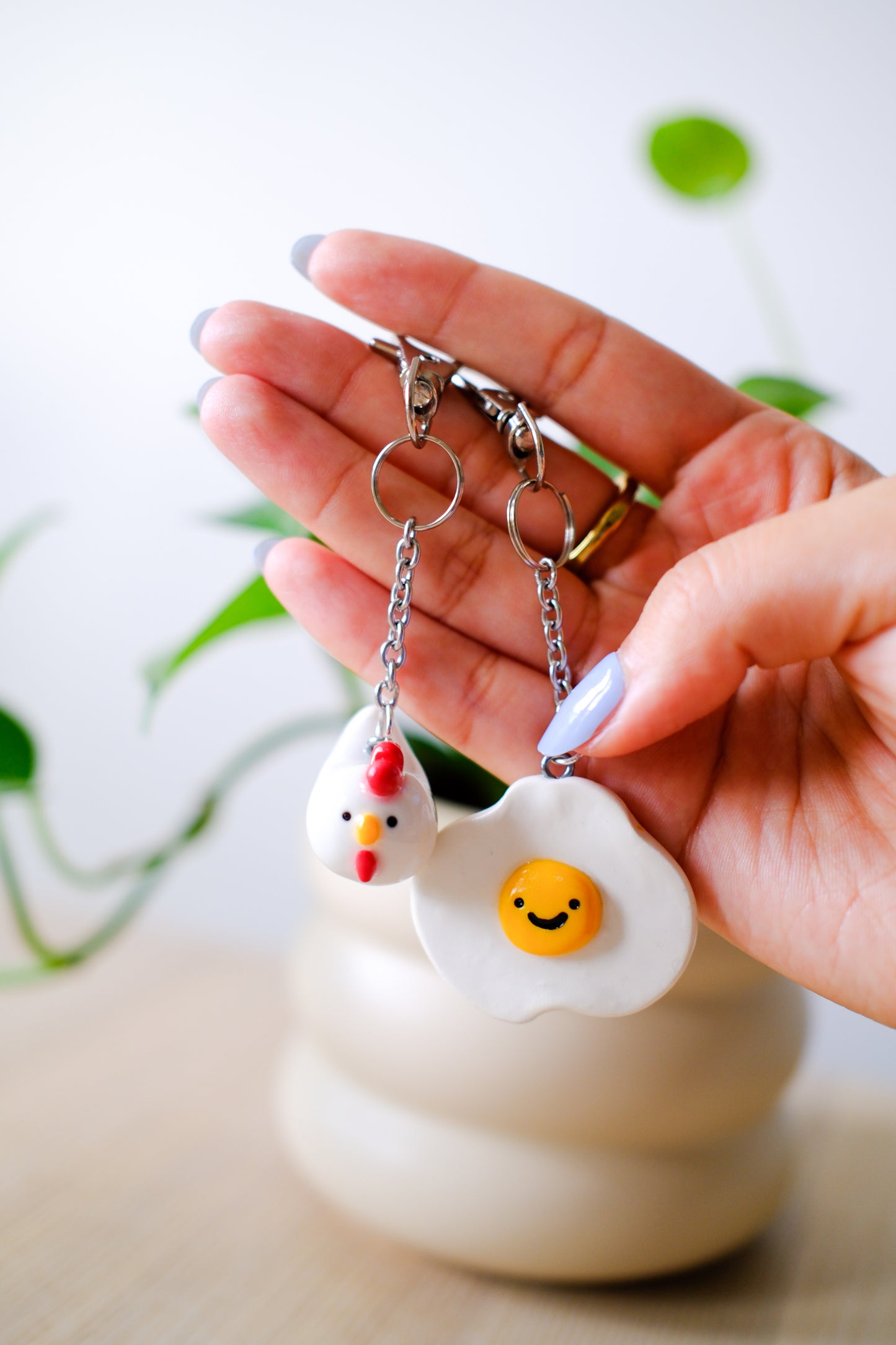 Fried Egg and Chicken Keychain