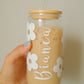 Custom Name Flower Glass Cup
