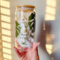 Custom Name Monstera Leaf Glass Cup