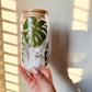 Custom Name Monstera Leaf Glass Cup