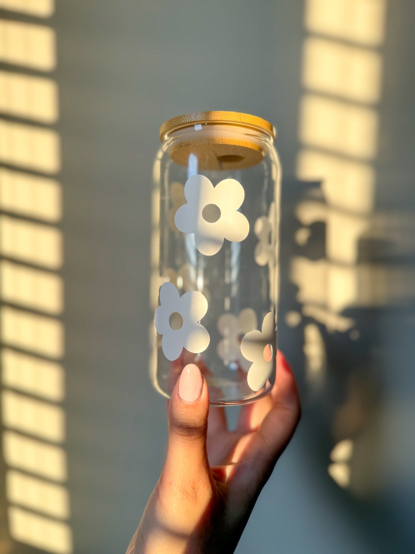 Custom Name Flower Glass Cup