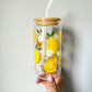 Cute Lemon Print Glass Cup