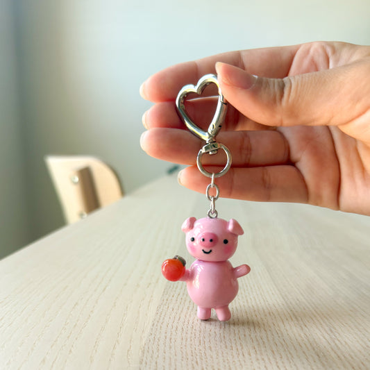 Apple Pig Keychain