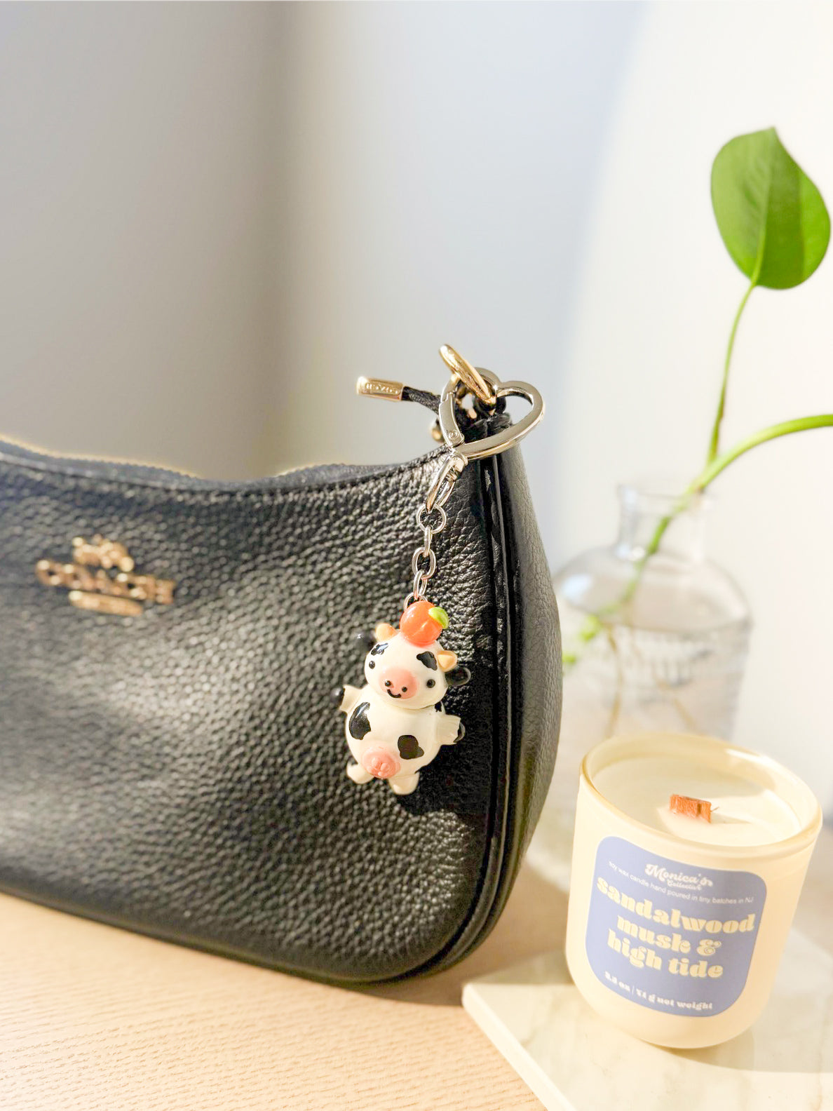 Peach Cow Keychain