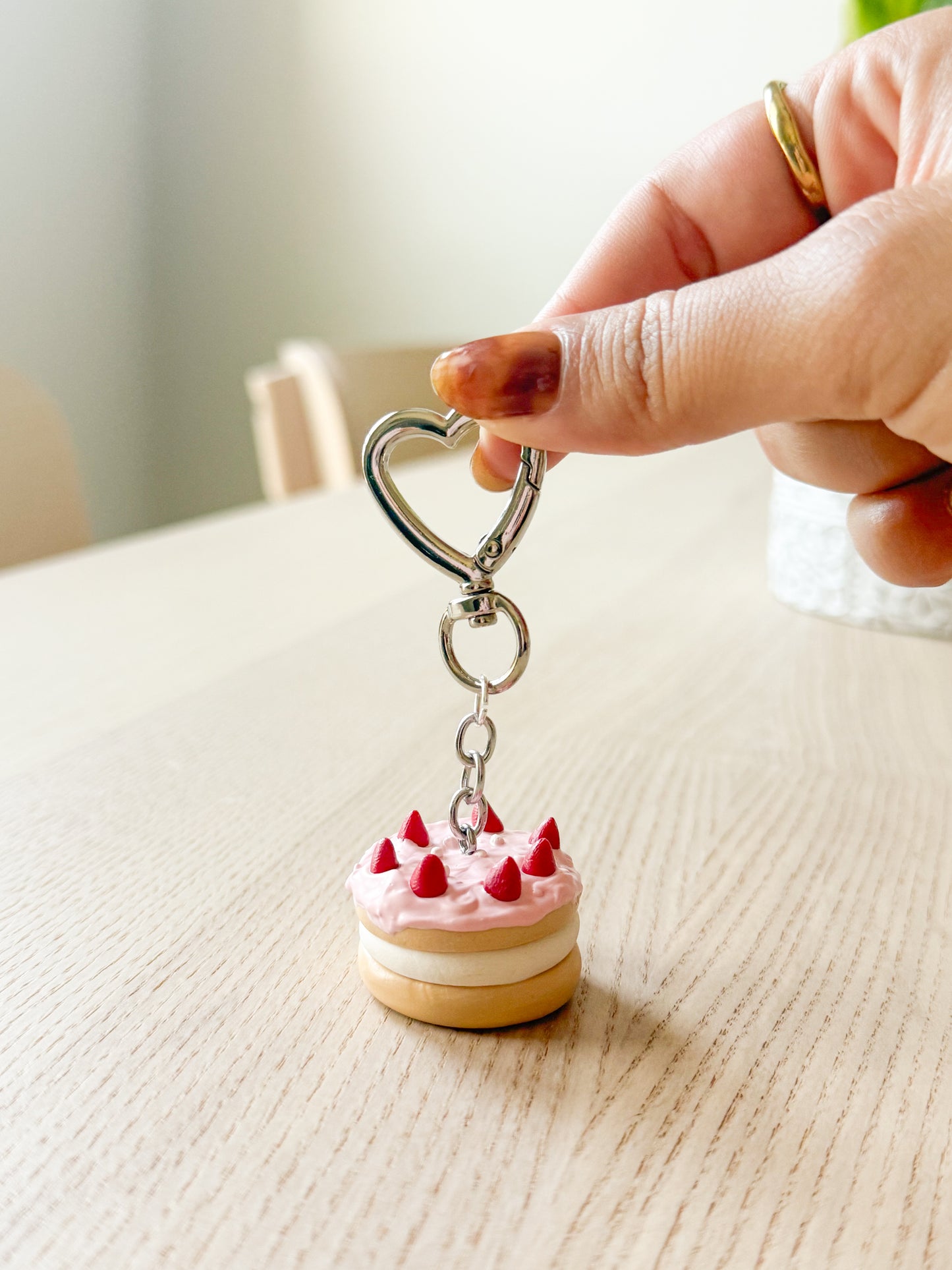 Berries and Cream Cake Keychain
