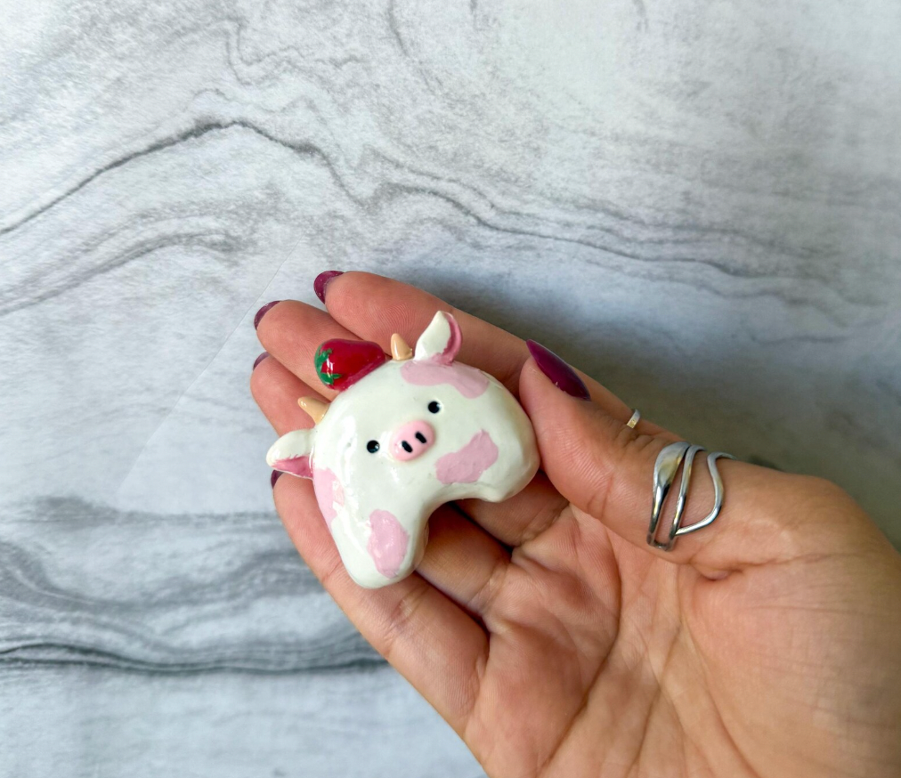 Strawberry Milk Cow Desk Friend