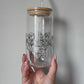 Custom Name Black Flowers Glass Cup